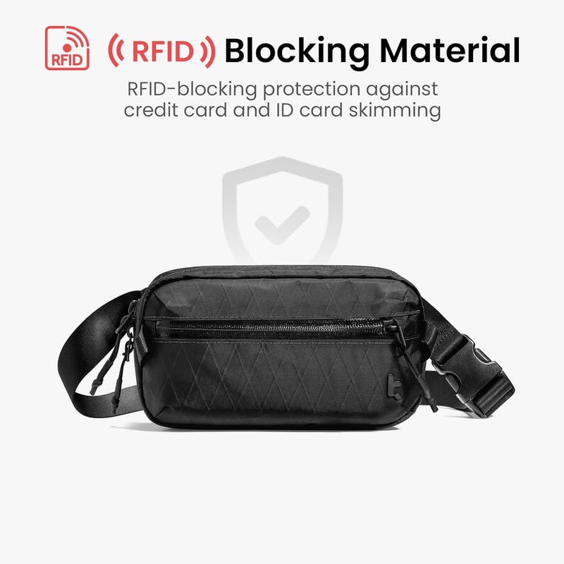 Tomtoc 1.5L X-Pac Sling Bag with RFID Blocking, Crossbody Bag Minimalist Chest Shoulder Pack for Men/Women, Water-resistant Lightweight Casual Funny Pack for Travel, Daily Commute - Image 5
